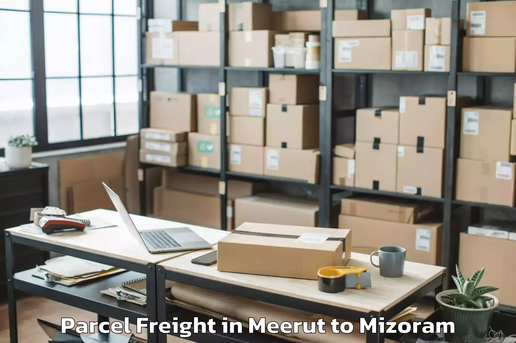 Top Meerut to Khawzawl Parcel Freight Available